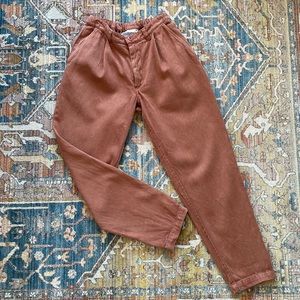 Jungmaven Faded Orange Pleated Pants Trousers Organic Cotton Hemp XSmall